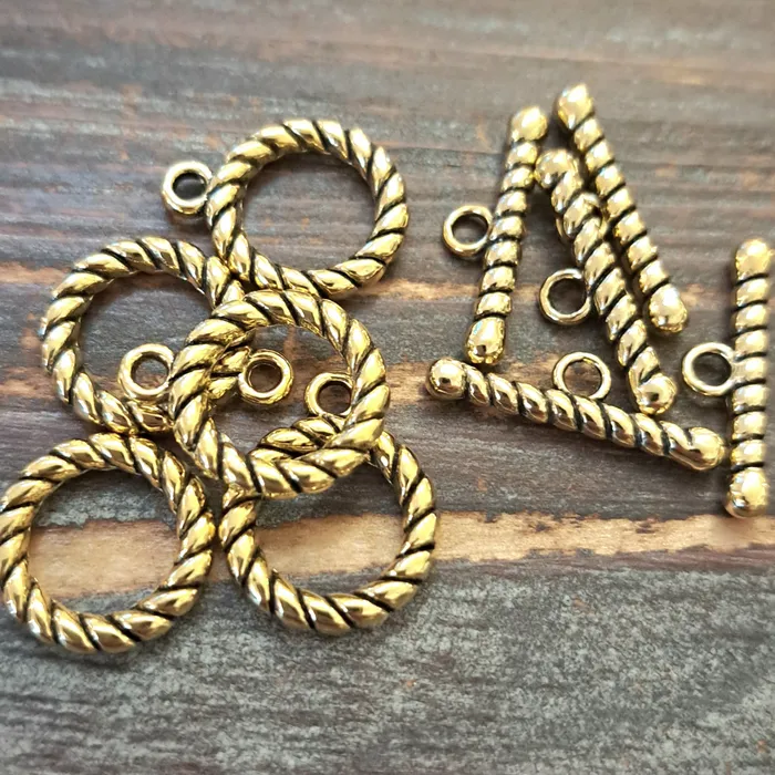 ABD Exclusives PreStyled Sets AB0271 Antique Gold 15mm Roped Toggle Clasp Pkg 5 ABD Exclusives PreStyled Sets AB0271 Antique Gold 15mm Roped Toggle Clasp Pkg 5