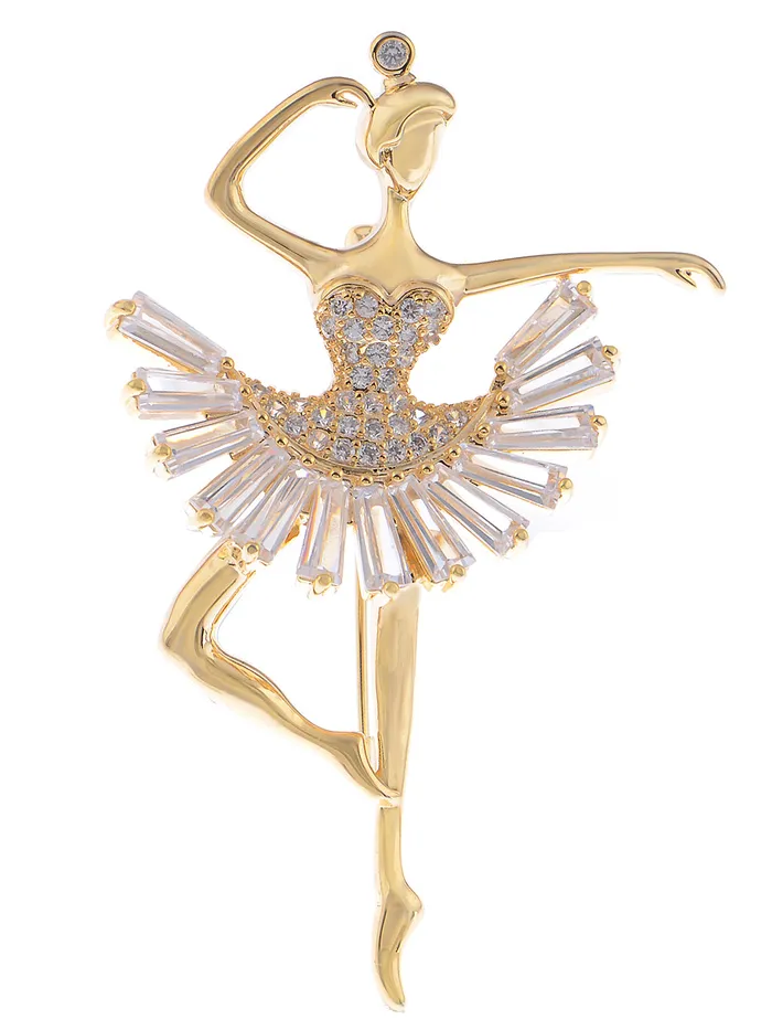 Alilang Alilang Fashion Gold Elegant Ballerina Dancing Women Crystal Rhinestone Brooch Pin Cubic Zirconia PreStyled Sets Alilang Alilang Fashion Gold Elegant Ballerina Dancing Women Crystal Rhinestone Brooch Pin Cubic Zirconia PreStyled Sets
