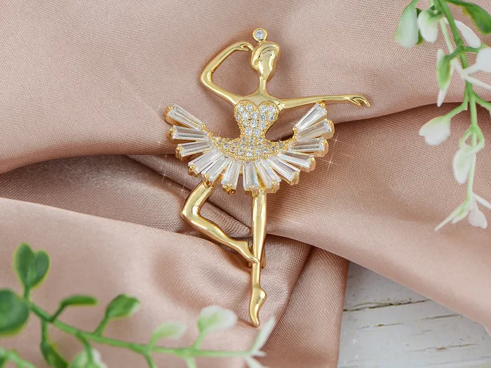 Alilang Alilang Fashion Gold Elegant Ballerina Dancing Women Crystal Rhinestone Brooch Pin Cubic Zirconia PreStyled Sets Alilang Alilang Fashion Gold Elegant Ballerina Dancing Women Crystal Rhinestone Brooch Pin Cubic Zirconia PreStyled Sets