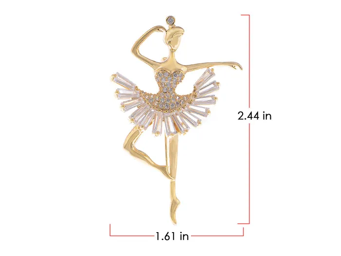 Alilang Alilang Fashion Gold Elegant Ballerina Dancing Women Crystal Rhinestone Brooch Pin Cubic Zirconia PreStyled Sets Alilang Alilang Fashion Gold Elegant Ballerina Dancing Women Crystal Rhinestone Brooch Pin Cubic Zirconia PreStyled Sets