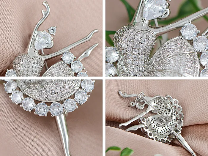 Alilang Alilang Fashion Gold Elegant Ballerina Dancing Women Crystal Rhinestone Brooch Pin Cubic Zirconia PreStyled Sets Alilang Alilang Fashion Gold Elegant Ballerina Dancing Women Crystal Rhinestone Brooch Pin Cubic Zirconia PreStyled Sets