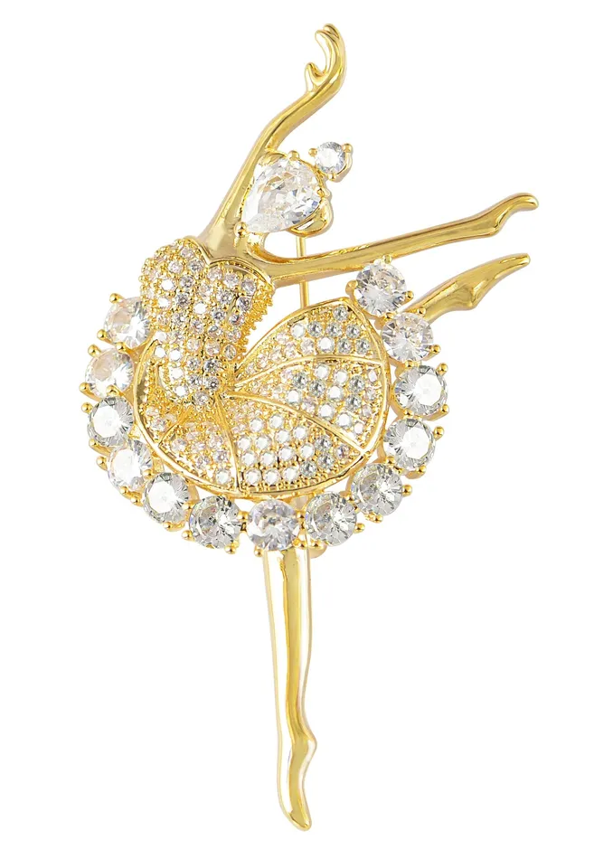 Alilang Alilang Fashion Gold Elegant Ballerina Dancing Women Crystal Rhinestone Brooch Pin Cubic Zirconia PreStyled Sets Alilang Alilang Fashion Gold Elegant Ballerina Dancing Women Crystal Rhinestone Brooch Pin Cubic Zirconia PreStyled Sets