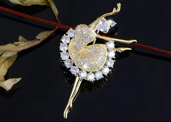 Alilang Alilang Fashion Gold Elegant Ballerina Dancing Women Crystal Rhinestone Brooch Pin Cubic Zirconia PreStyled Sets Alilang Alilang Fashion Gold Elegant Ballerina Dancing Women Crystal Rhinestone Brooch Pin Cubic Zirconia PreStyled Sets