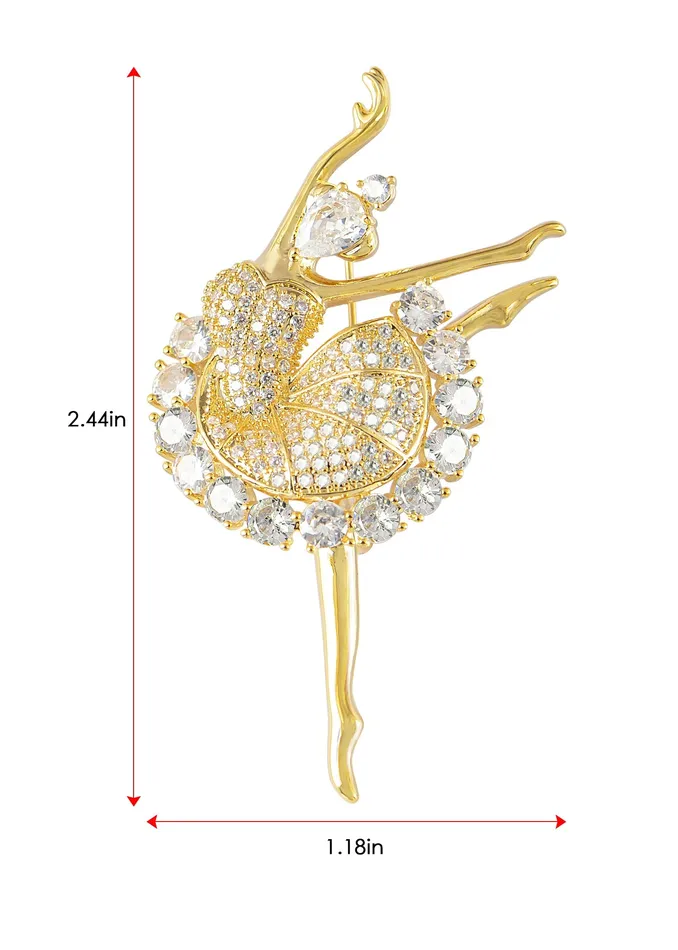 Alilang Alilang Fashion Gold Elegant Ballerina Dancing Women Crystal Rhinestone Brooch Pin Cubic Zirconia PreStyled Sets Alilang Alilang Fashion Gold Elegant Ballerina Dancing Women Crystal Rhinestone Brooch Pin Cubic Zirconia PreStyled Sets