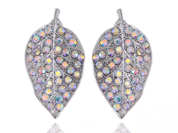 Alilang Earrings Aurore Boreale Spring Dew Leaf Pair Stud Earrings