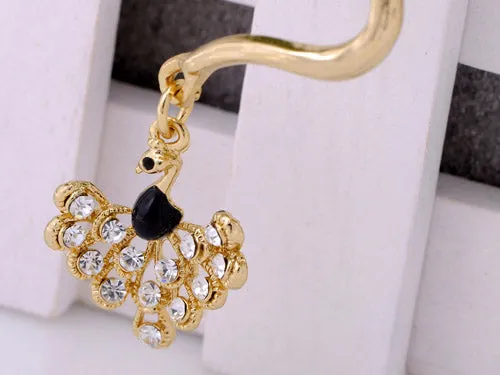 Alilang Earrings Mini Peacock Encrusted Tail Earring Ear Cuff Alilang Earrings Mini Peacock Encrusted Tail Earring Ear Cuff