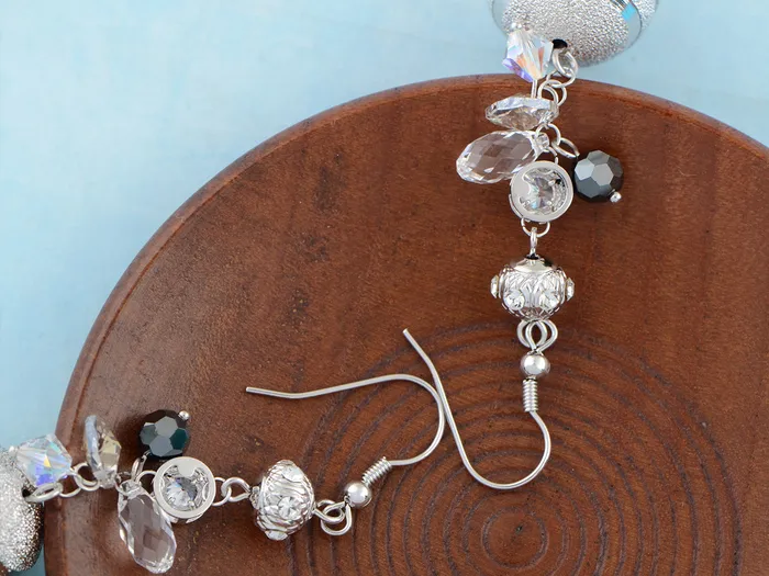 Alilang Earrings Swarovski Crystal Element Silver Retro Disco Striped Ball Beaded Dangle Earrings Alilang Earrings Swarovski Crystal Element Silver Retro Disco Striped Ball Beaded Dangle Earrings