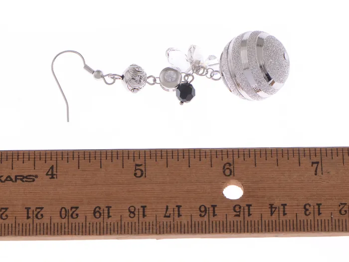 Alilang Earrings Swarovski Crystal Element Silver Retro Disco Striped Ball Beaded Dangle Earrings Alilang Earrings Swarovski Crystal Element Silver Retro Disco Striped Ball Beaded Dangle Earrings