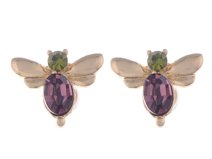 Alilang Swarovski Crystal Green Purple Mini Petite Dragonfly Insect Stud Earrings Earrings Alilang Swarovski Crystal Green Purple Mini Petite Dragonfly Insect Stud Earrings Earrings