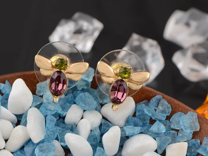 Alilang Swarovski Crystal Green Purple Mini Petite Dragonfly Insect Stud Earrings Earrings Alilang Swarovski Crystal Green Purple Mini Petite Dragonfly Insect Stud Earrings Earrings