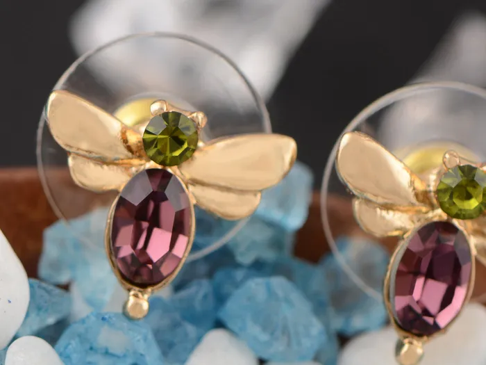 Alilang Swarovski Crystal Green Purple Mini Petite Dragonfly Insect Stud Earrings Earrings Alilang Swarovski Crystal Green Purple Mini Petite Dragonfly Insect Stud Earrings Earrings