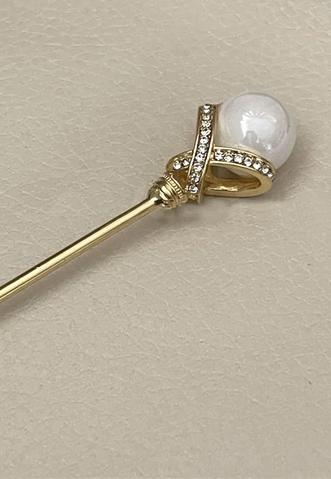 AnnaKaci Earrings Diamond Studded Pearl Hair Pin