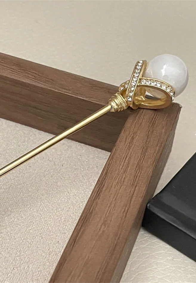 AnnaKaci Earrings Diamond Studded Pearl Hair Pin