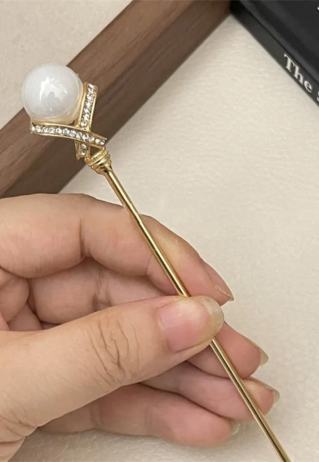 AnnaKaci Earrings Diamond Studded Pearl Hair Pin