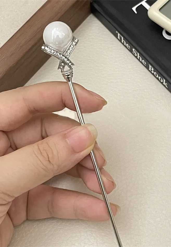 AnnaKaci Earrings Diamond Studded Pearl Hair Pin