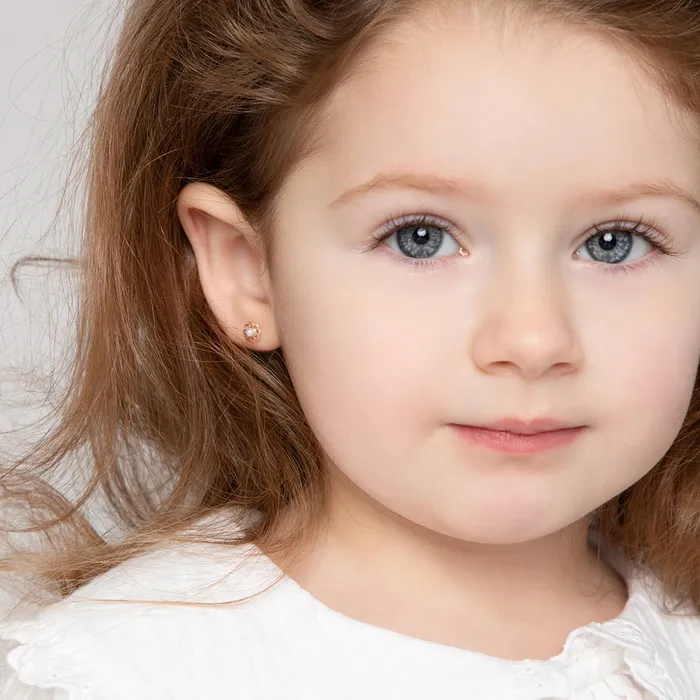 Baby Screw Back Earrings Earrings 18k Gold Flower Freshwater Pearl Baby Toddler Kids Earrings Safety Screw Back