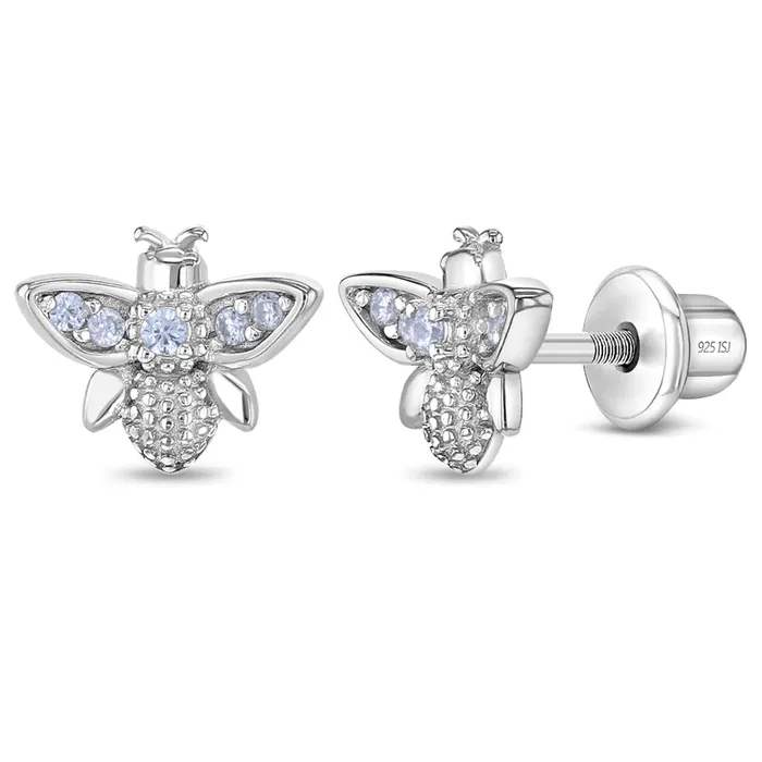 Earrings Kids Screw Back Earrings CZ Bee Kids Childrens Girls Earrings Screw Back Sterling Silver Earrings Kids Screw Back Earrings CZ Bee Kids Childrens Girls Earrings Screw Back Sterling Silver