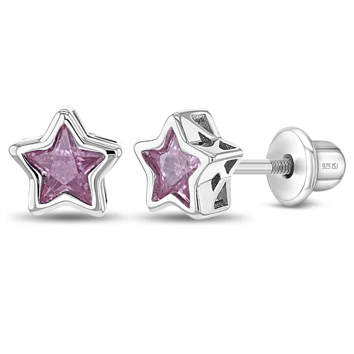 Earrings Kids Screw Back Earrings CZ Birthstone Stars Kids Childrens Girls Earrings Screw Back Sterling Silver Earrings Kids Screw Back Earrings CZ Birthstone Stars Kids Childrens Girls Earrings Screw Back Sterling Silver