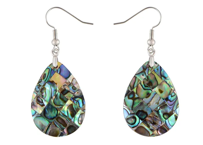Earrings Refined by AnnaKaci Mosaic Harmony Natural Abalone Shell Handmade Dangle Earrings Shell Jewelry