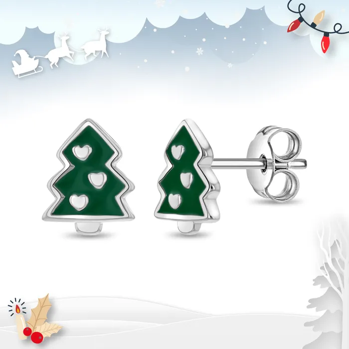 Festive Christmas Tree Kids Children Girls Earrings Enamel Sterling Silver PPLRHIDDENPRODUCT Earrings Festive Christmas Tree Kids Children Girls Earrings Enamel Sterling Silver PPLRHIDDENPRODUCT Earrings