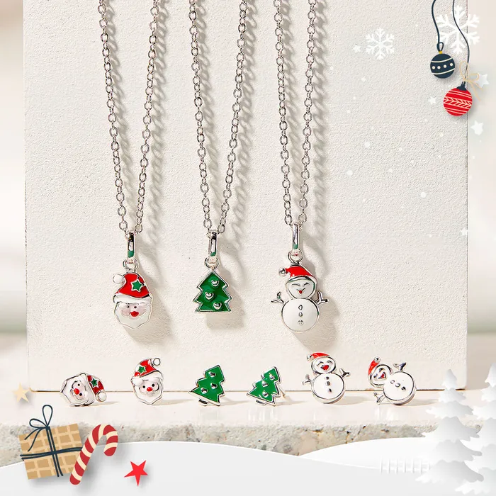 Festive Christmas Tree Kids Children Girls Earrings Enamel Sterling Silver PPLRHIDDENPRODUCT Earrings