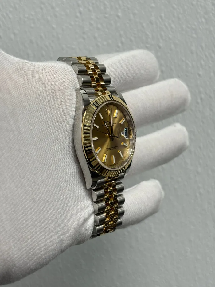 Happy Jewelers Bracelets Rolex Datejust 41mm Yellow Gold Stainless Steel Champagne Stick Dial Watch Reference 126333