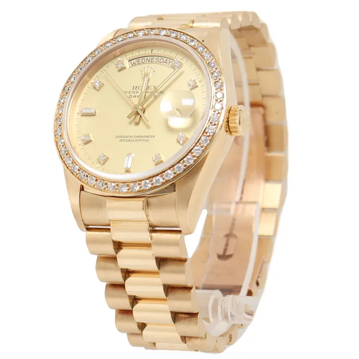 Happy Jewelers Rolex Datejust Yellow Gold 36mm Factory Diamond Diamond Dial Watch Reference 18038 Watches