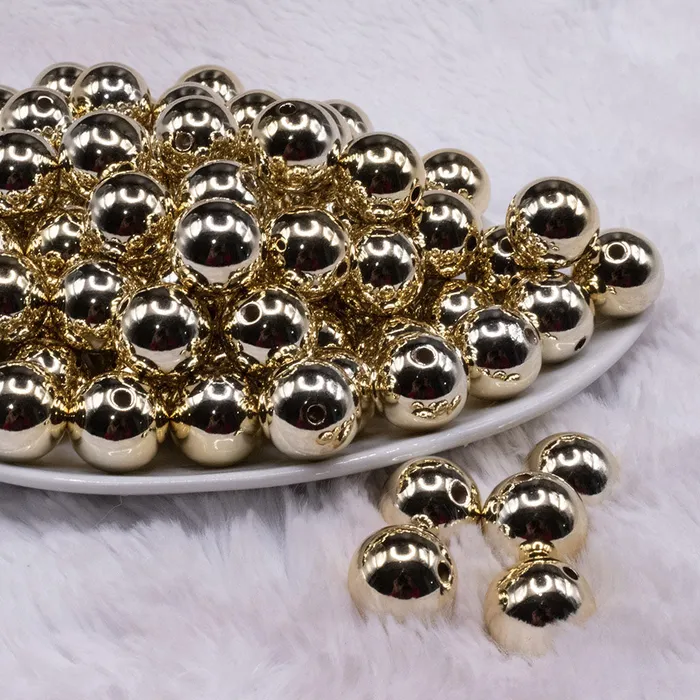 PreStyled Sets The BumbleBead Company 16mm Reflective Gold Acrylic Bubblegum Beads PreStyled Sets The BumbleBead Company 16mm Reflective Gold Acrylic Bubblegum Beads