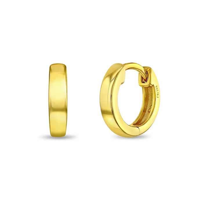 Rounded Classic 9mm Earrings HoopHuggie Safety Latch Gold Plated Sterling Silver Kids Hoop Earrings Earrings Rounded Classic 9mm Earrings HoopHuggie Safety Latch Gold Plated Sterling Silver Kids Hoop Earrings Earrings