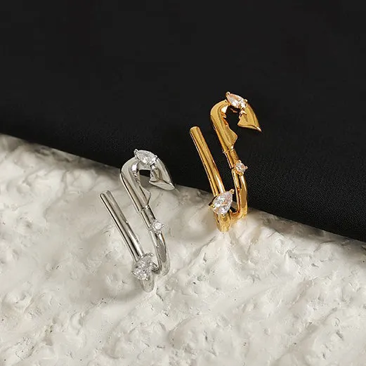 SShaped Statement Earring with Crystals Refined by AnnaKaci Earrings