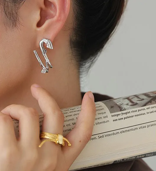 SShaped Statement Earring with Crystals Refined by AnnaKaci Earrings