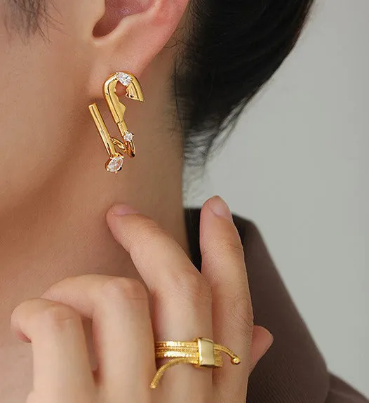SShaped Statement Earring with Crystals Refined by AnnaKaci Earrings