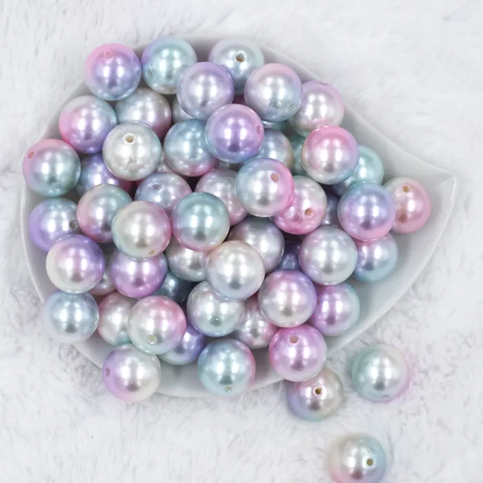 The BumbleBead Company Earrings 20mm Pastel Ombre Shimmer Faux Pearl Chunky Bubblegum Beads