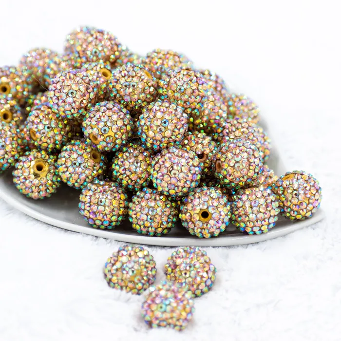 The BumbleBead Company PreStyled Sets 20mm Gold Shimmer Rhinestone AB Bubblegum Beads