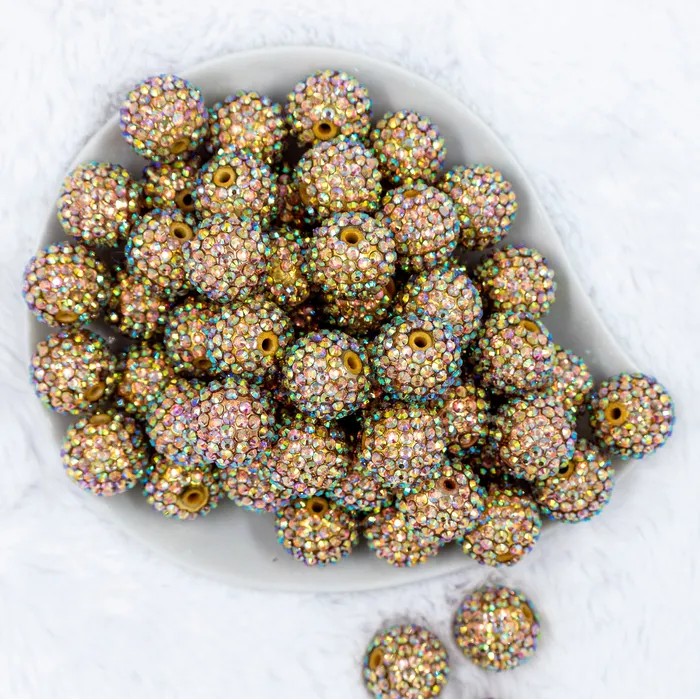 The BumbleBead Company PreStyled Sets 20mm Gold Shimmer Rhinestone AB Bubblegum Beads