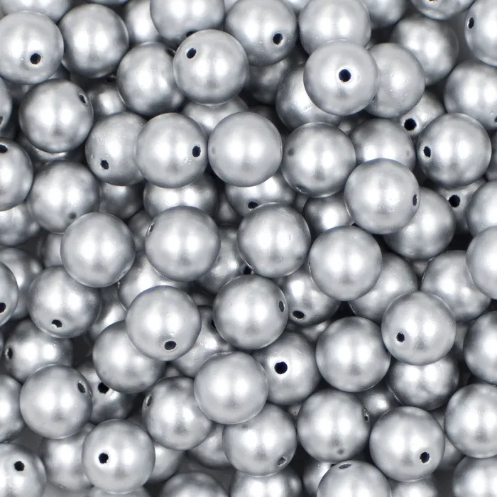 The BumbleBead Company Rings 12mm Matte Silver Acrylic Bubblegum Beads 20 50 Count